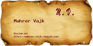 Mahrer Vajk névjegykártya